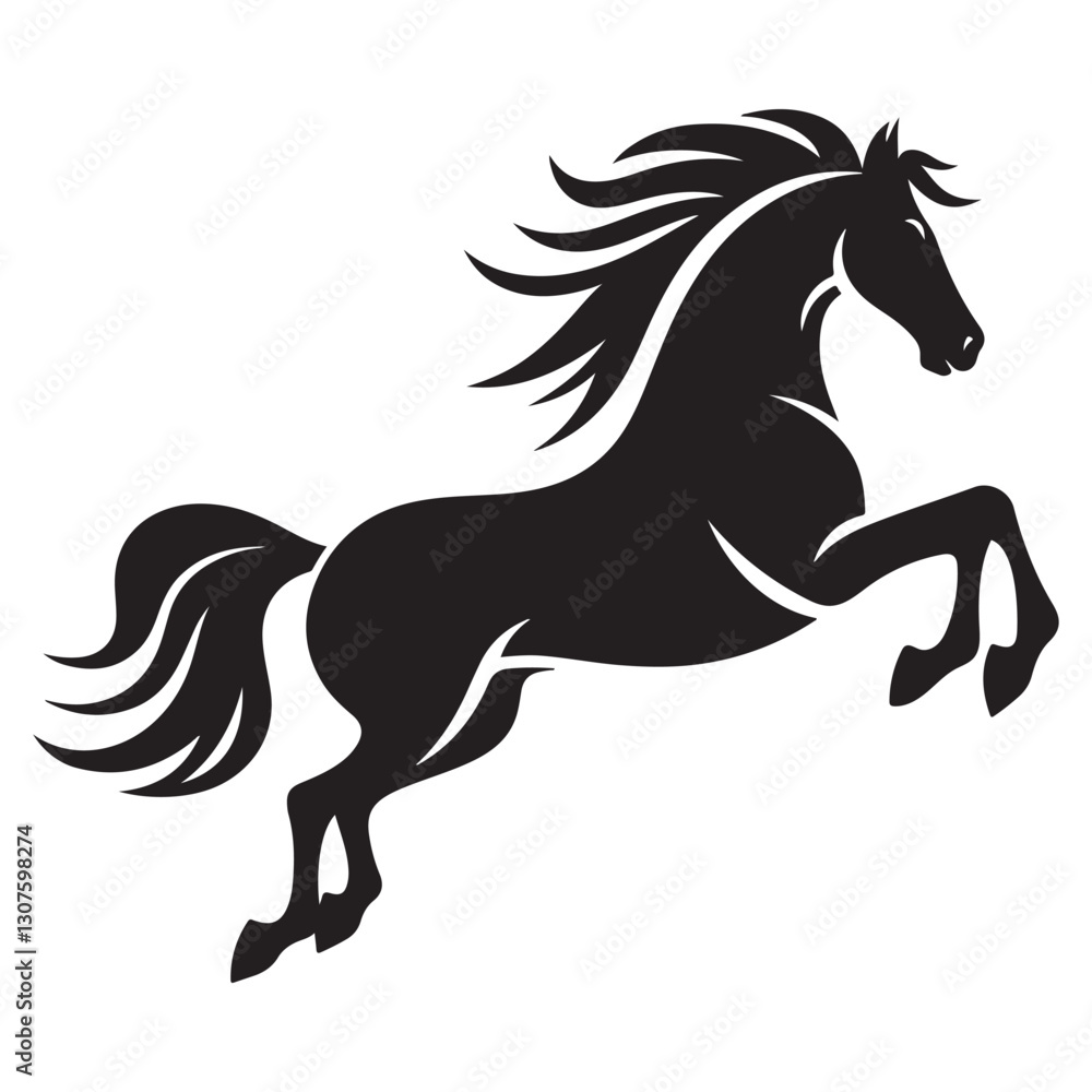 Black Horse Prancing Silhouette Vector Graphic Resource for Designers Black Horse Prancing Silhouette Vector Graphic Resource for Designers