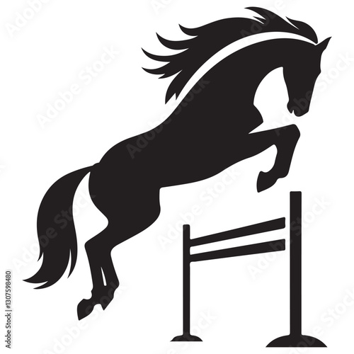 Dynamic Show Jumping Horse Silhouette Equestrian Sports Competition Art Image