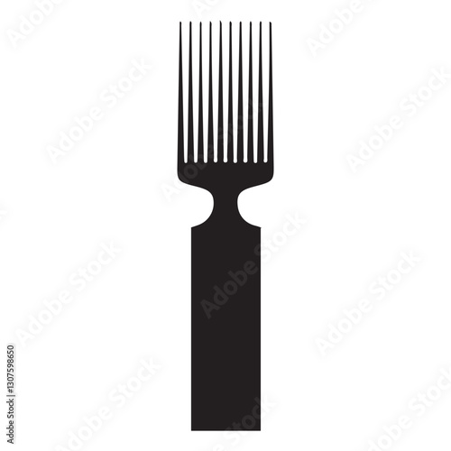 Straight Handle Afro Pick Comb Silhouette for Defining Curls