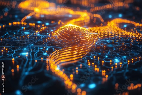Digital Representation of a Brain With Glowing Neural Connections and Circuit...