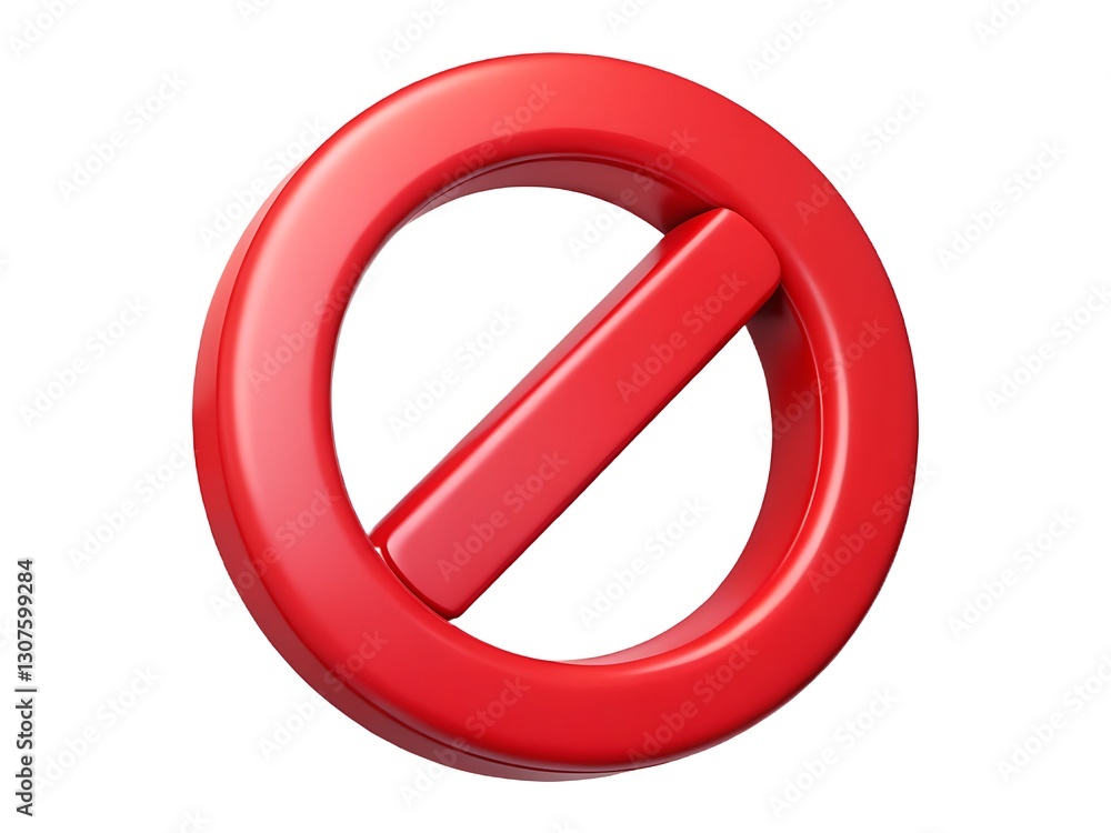 3D Rendered Red Prohibition Symbol Isolated on White 3D Rendered Red Prohibition Symbol Isolated on White