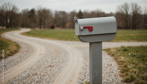 A postal gray mailbox by the road