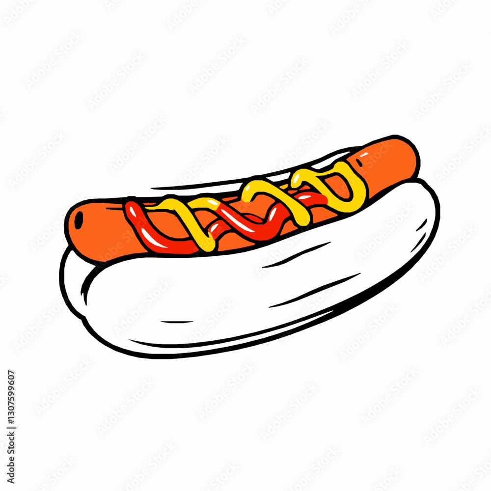 black outline vector of a hot dog with ketchup and mustard black outline vector of a hot dog with ketchup and mustard