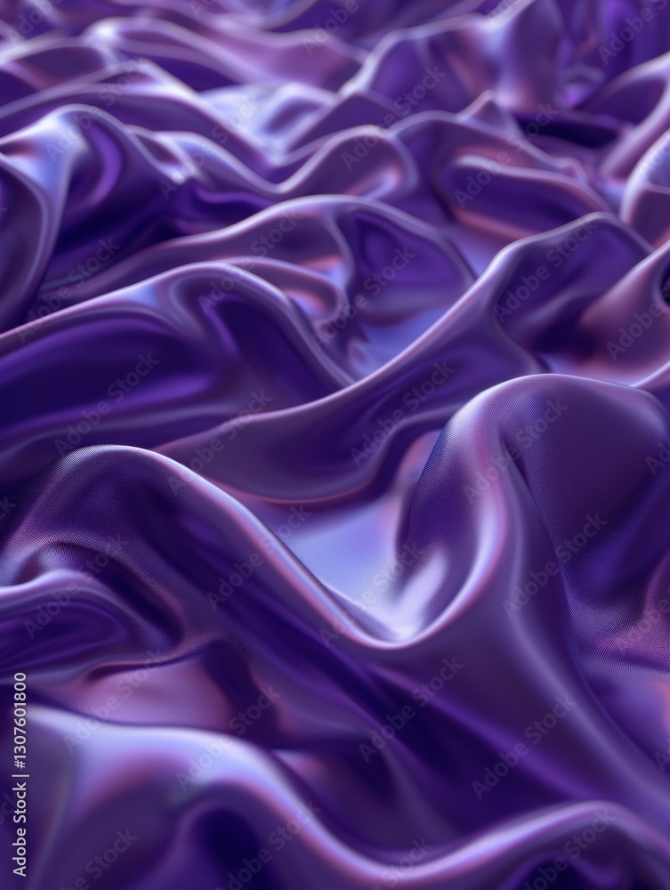 Fototapeta premium Sophisticated purple satin with sharp pleats shines under soft lighting, enhancing its 3D texture