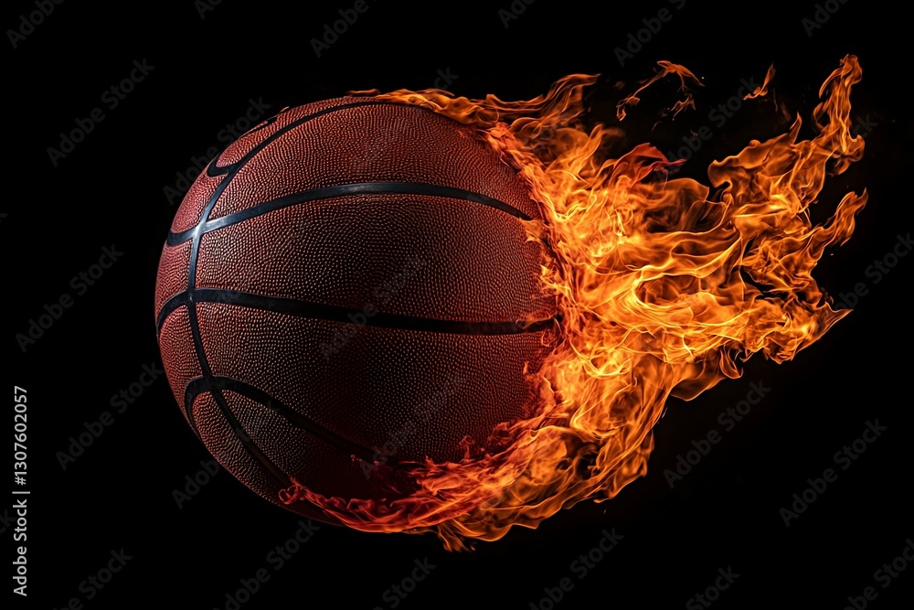 Fototapeta premium Fiery Basketball: A Dynamic Blaze of Orange and Brown