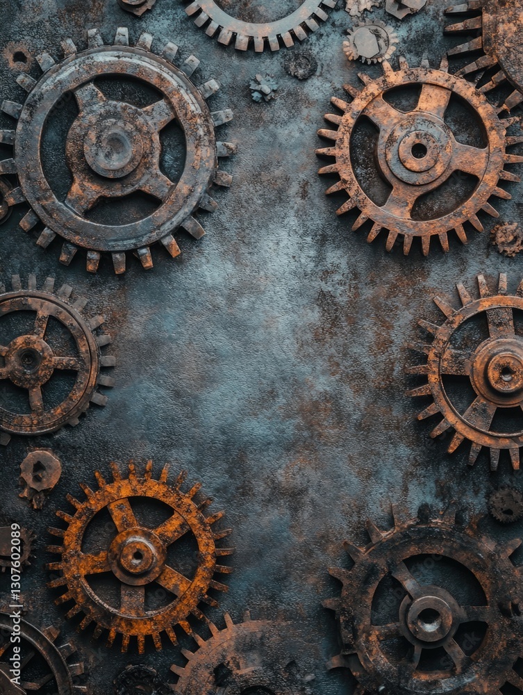 Rusty Gears on Metal Surface Rusty Gears on Metal Surface