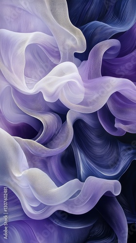 Soft Flowing Silk Fabric in Shades of Purple and White Showcasing Elegant Tex...