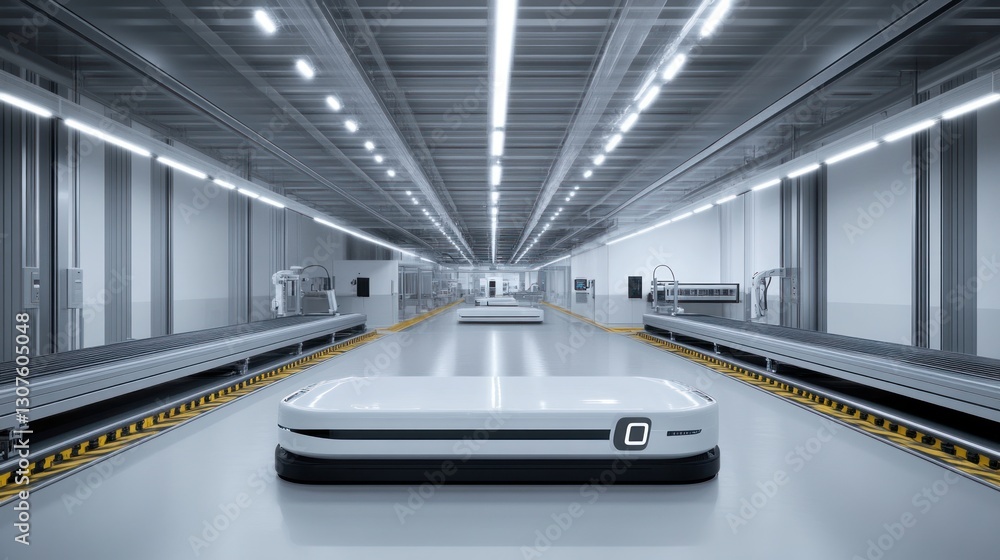 Fototapeta premium Automated conveyor belt system in a modern factory