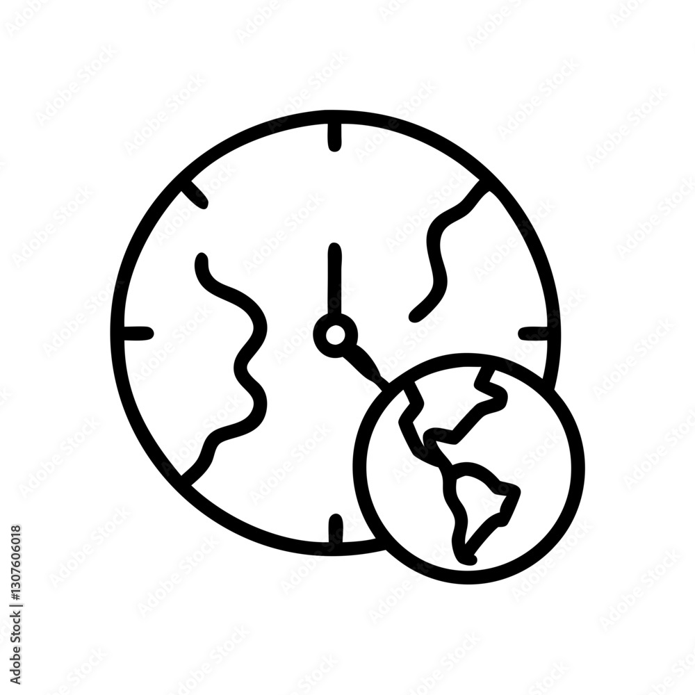 World clock icon with globe design in minimalist style World clock icon with globe design in minimalist style