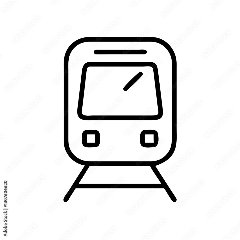 Subway line train in minimalist black and white design Subway line train in minimalist black and white design