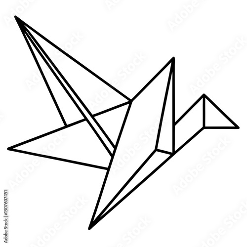 Geometric Origami Bird Vector – Minimalist Abstract Line Art

