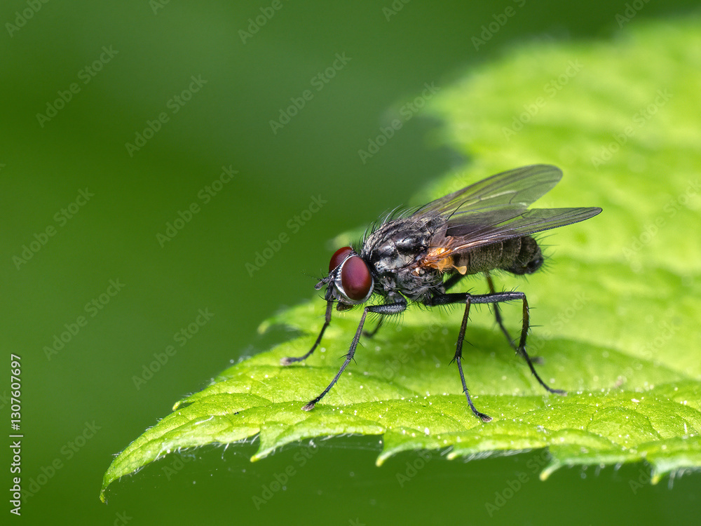 P5120247 red-eyed Tachinid fly, Tachinidae, on green leaf, cECP 2024 P5120247 red-eyed Tachinid fly, Tachinidae, on green leaf, cECP 2024