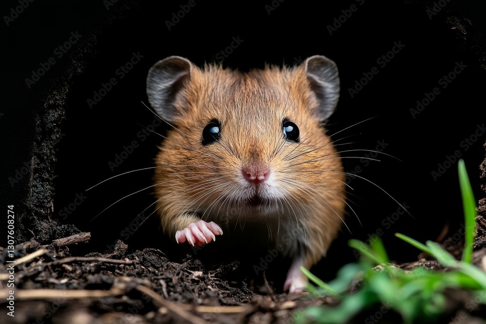 A vole scurrying through the undergrowth, its tiny feet barely visible A vole scurrying through the undergrowth, its tiny feet barely visible