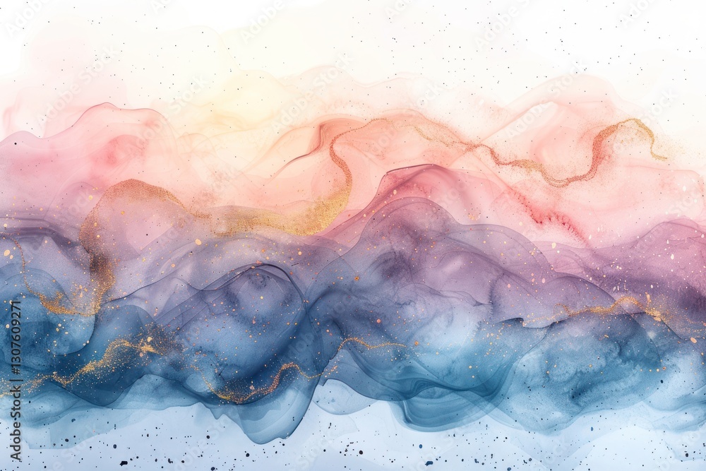 Fototapeta premium Soft pinks and blues blend harmoniously, enhanced by shimmering metallic accents and soothing diffused lighting