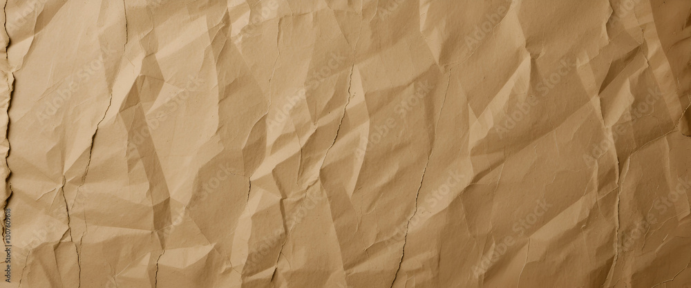 Obraz premium brown paper texture, crumpled brown paper texture with visible wrinkles and creases