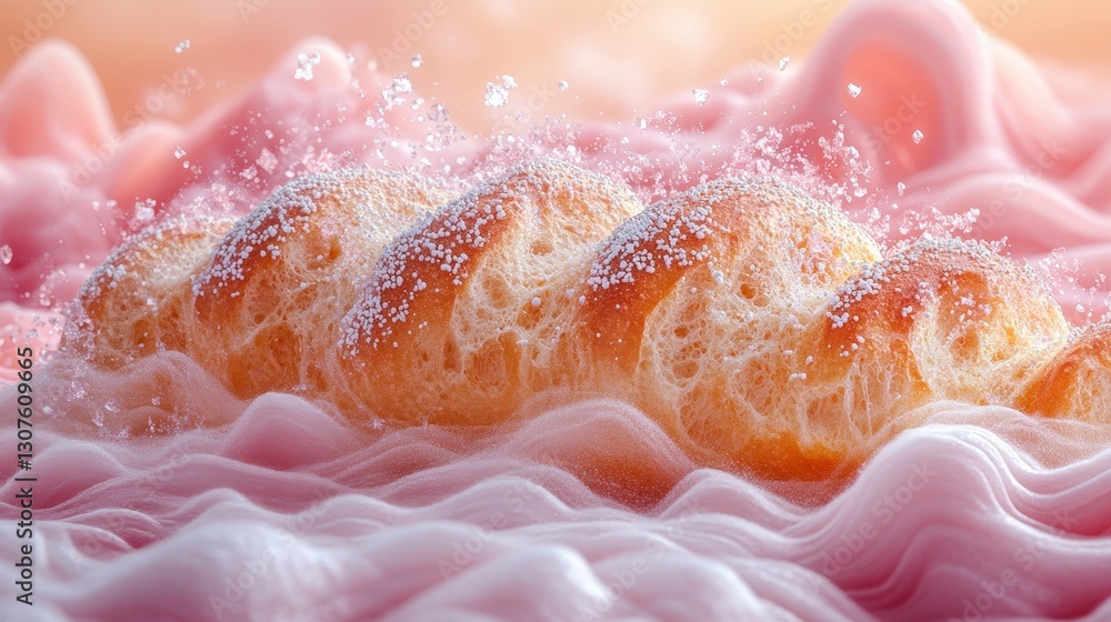 Delicate Sweet Bread with Elegant Pink Background Delicate Sweet Bread with Elegant Pink Background