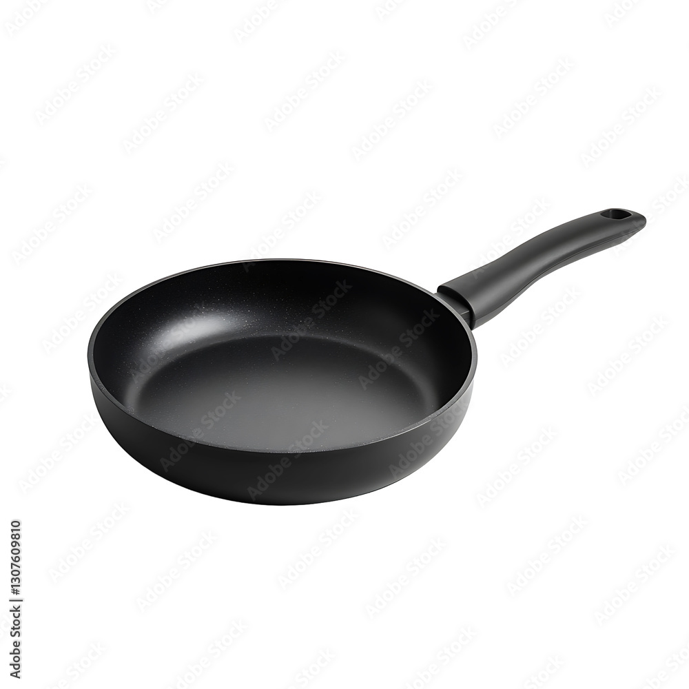 A black frying pan with a handle, designed for versatile cooking and frying on the stovetop. Non-stick surface ensures easy food release. . A black frying pan with a handle, designed for versatile cooking and frying on the stovetop. Non-stick surface ensures easy food release. .