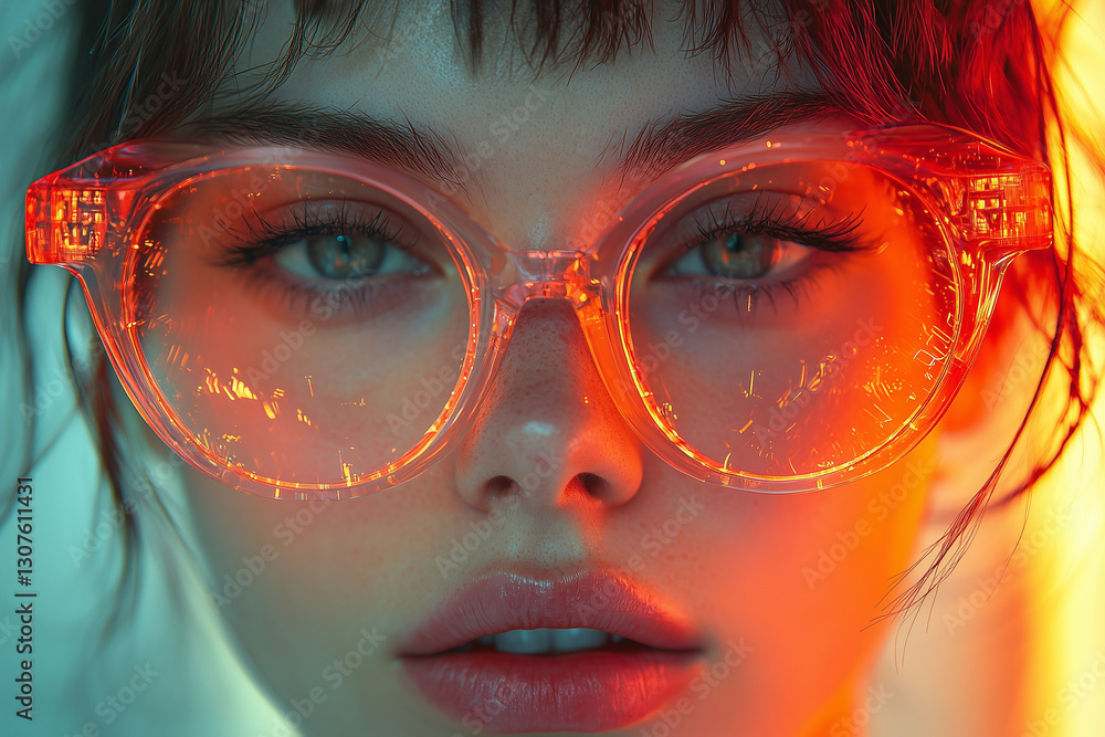 futuristic portrait of woman with a glitching cybernetic face futuristic portrait of woman with a glitching cybernetic face