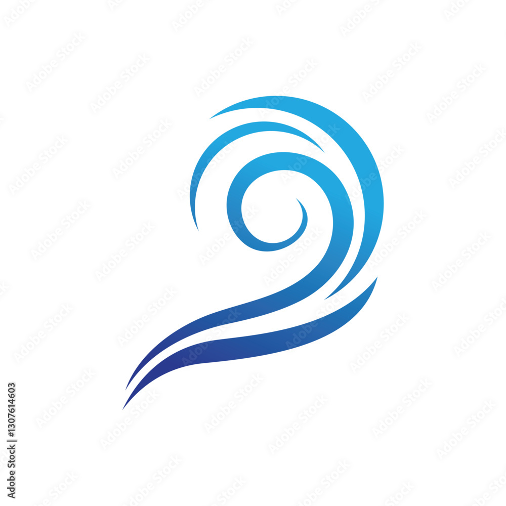 Water wave vector illustration logo