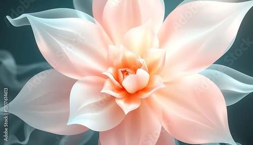 Abstract floral composition with glowing elements and soft pastel colors