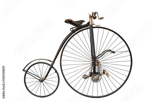 Retro vintage penny-farthing bicycle isolated png transparent