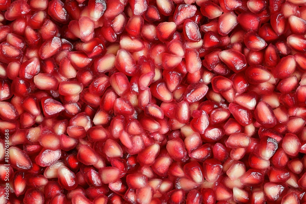 Close-Up View of Juicy Pomegranate Seeds with Vivid Red Color and Pearlescent Texture Close-Up View of Juicy Pomegranate Seeds with Vivid Red Color and Pearlescent Texture