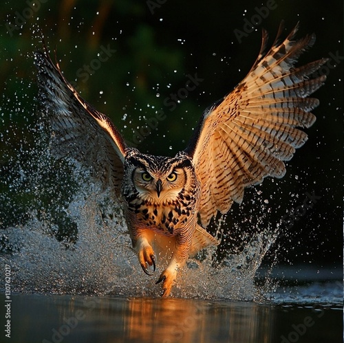 Stunning high definition photos of a fish owl, a large and active animal from the owl family. Harmony of nature. photo