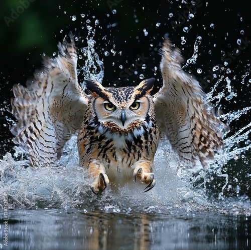 Stunning high definition photos of a fish owl, a large and active animal from the owl family. Harmony of nature. photo