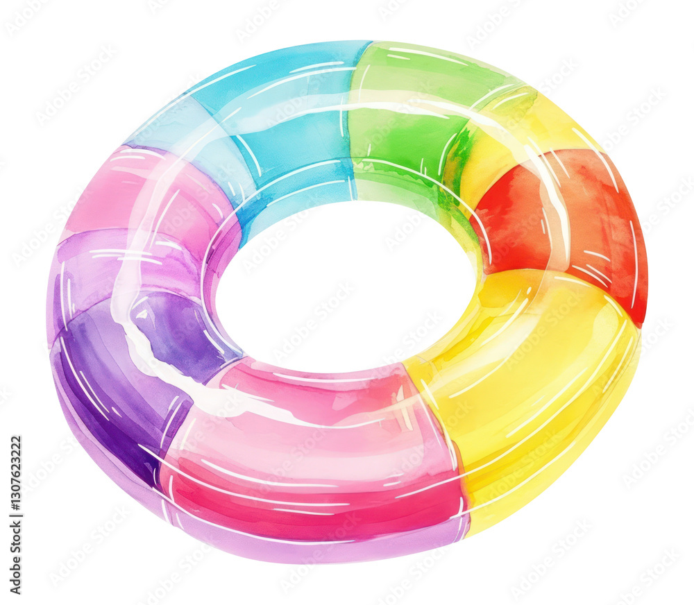 Obraz premium PNG Colorful Float Ring water illustration watercolor.