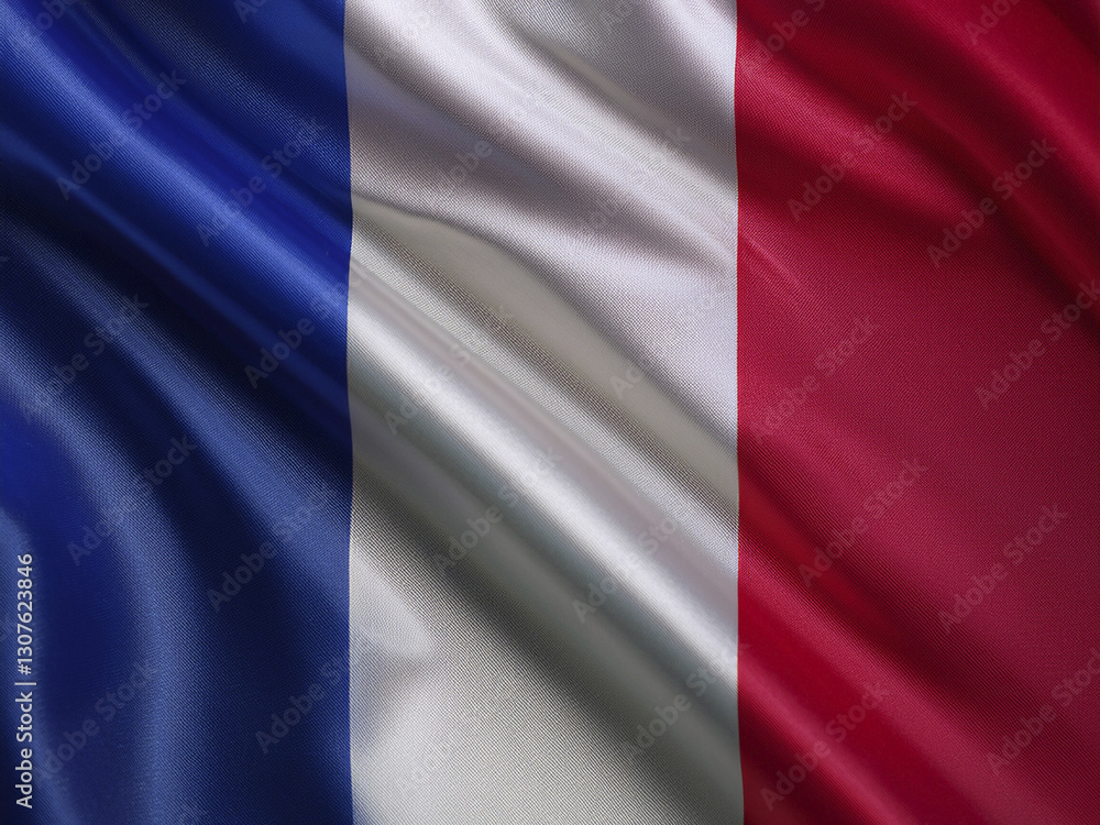Flag of France, fluttering in the wind
