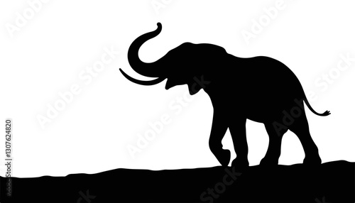 Silhouette of elephant walking against white background