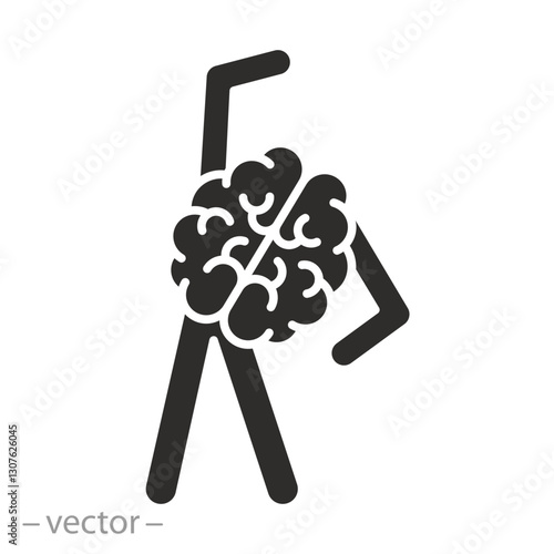 mental health, brain activity icon, concept brain training flat vector illustration