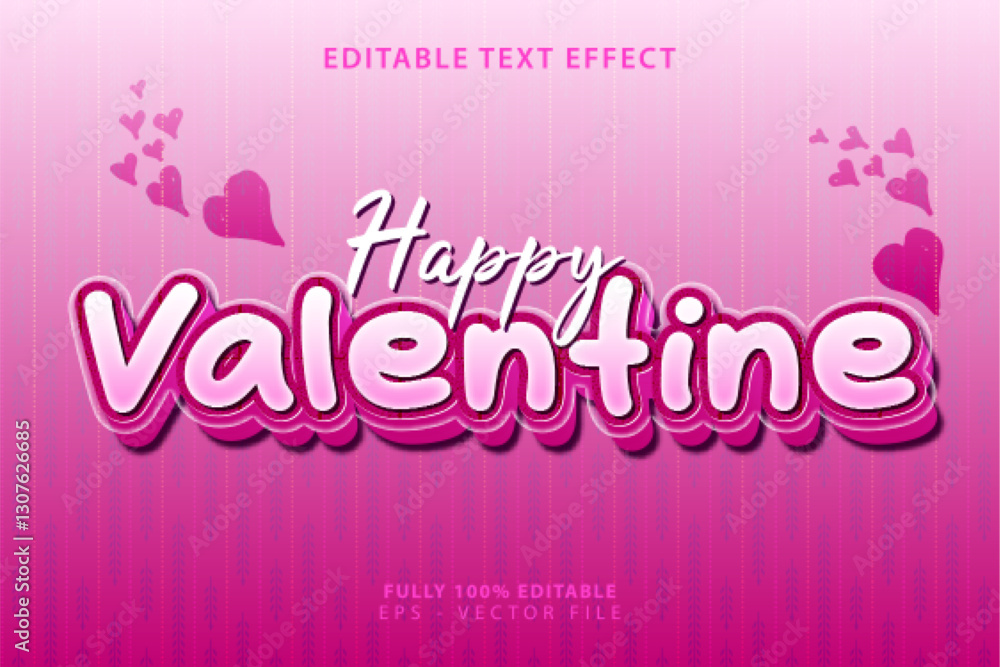 Happy Valentine 3D Text Effect with Romantic Pink Theme Happy Valentine 3D Text Effect with Romantic Pink Theme
