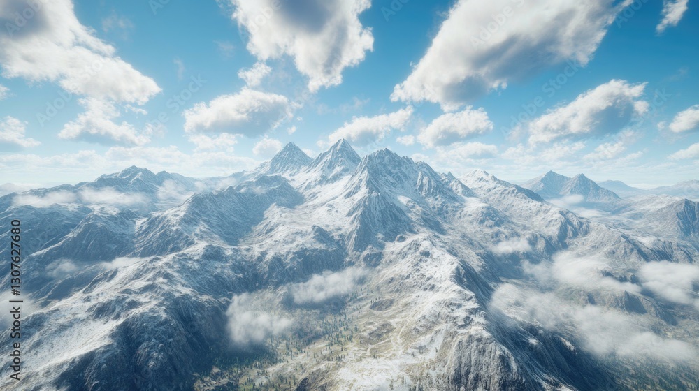 Mountain Range with Cloudy Sky Mountain Range with Cloudy Sky