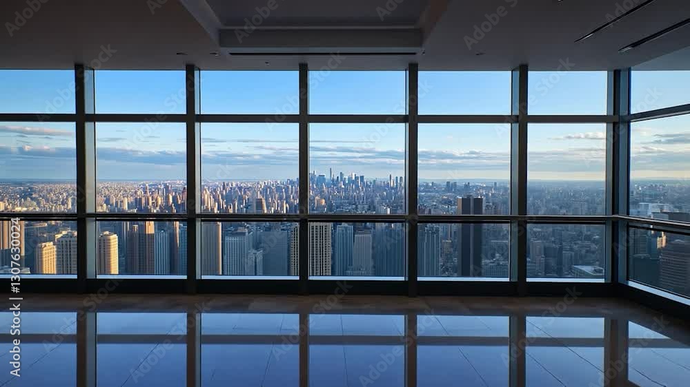 Panoramic city view from high-rise office space Panoramic city view from high-rise office space