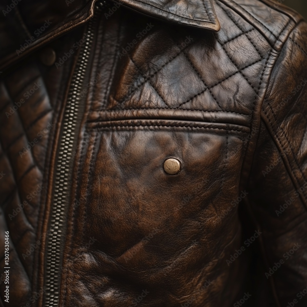Quilted Leather Jacket Close-Up Quilted Leather Jacket Close-Up