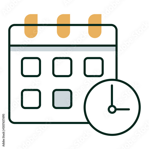 Calendar and Schedule Icon, Time Management, Event Scheduling, Planning Calendar, Editable Stroke