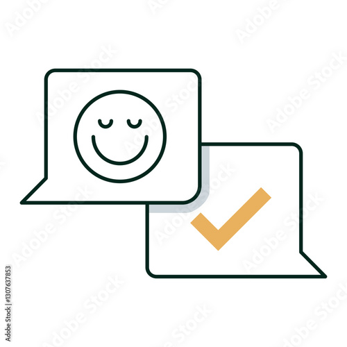 Positive Feedback Icon, Customer Satisfaction, Verified Feedback, Happy Response, Editable Stroke