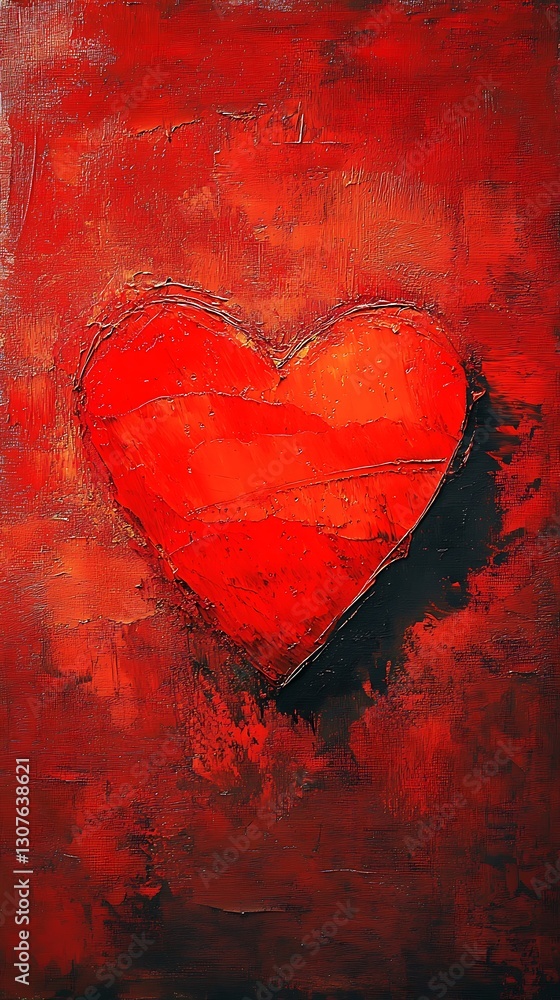 Abstract red heart painting. Abstract red heart painting.