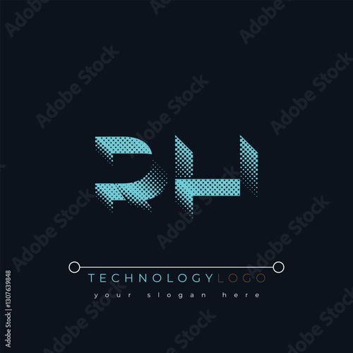 R and H logo design. RH abstract technology logo. This logo design is the process of creating a visual symbol that represents a brand, company, or individual.