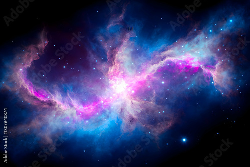 Wallpaper Mural Cosmic nebula glowing, expanding in space against a dark background for astronomy study and visualization Torontodigital.ca