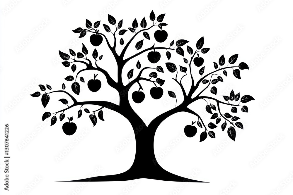 Obraz premium Silhouetted Apple Tree Graphic (1)