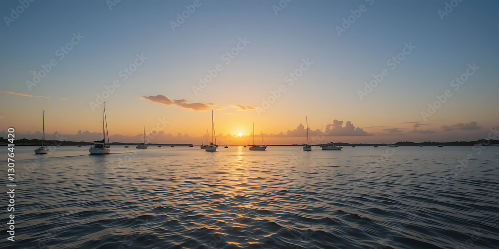 Placencia Peninsula Sunrise: A peaceful sunrise over the Placencia Peninsula, with fishing boats dotting the horizon and the golden light reflecting off the calm waters. Placencia Peninsula Sunrise: A peaceful sunrise over the Placencia Peninsula, with fishing boats dotting the horizon and the golden light reflecting off the calm waters.
