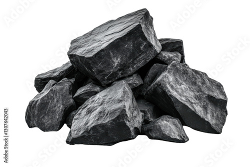 Natural black coal industrial mining site raw materials isolated background close-up view energy resource