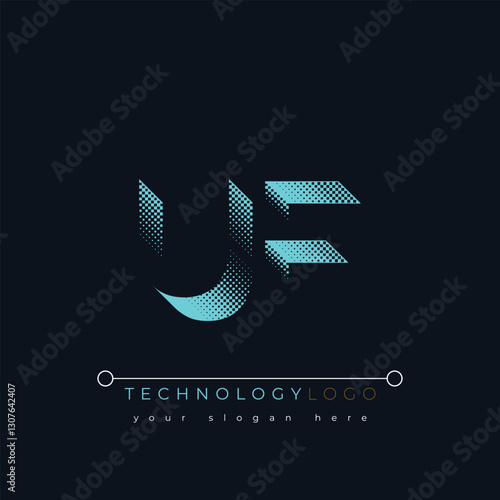 U and F logo design. UF abstract technology logo. This logo design is the process of creating a visual symbol that represents a brand, company, or individual.