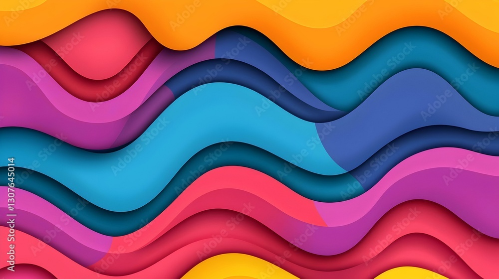 Colorful Waves of Abstract Design with Layered Patterns and Textures Colorful Waves of Abstract Design with Layered Patterns and Textures