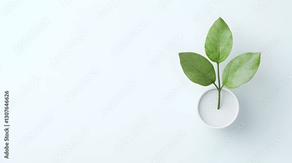 Green Plant in White Pot on Minimalist Background for Home Decor Green Plant in White Pot on Minimalist Background for Home Decor