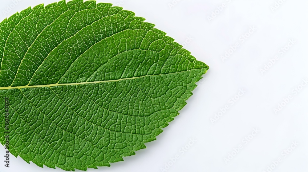 Obraz premium Close-Up View of a Green Leaf with Textured Surface and Veins