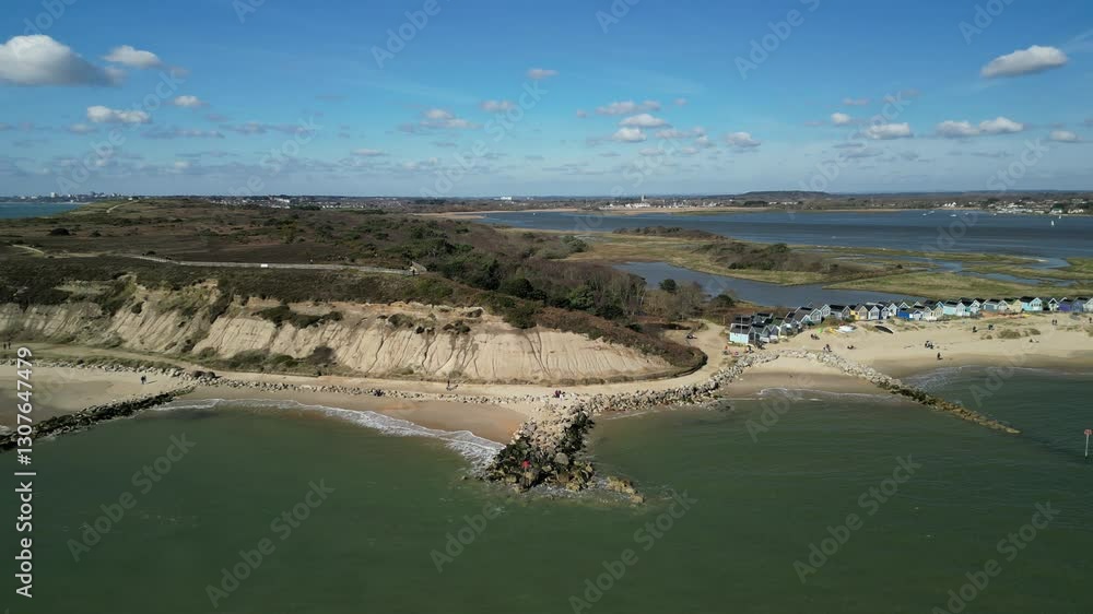 Aerial view at Hengistbury Head Beach, Christchurch UK