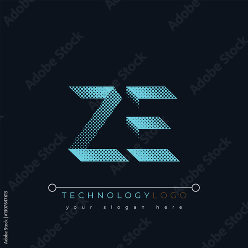 Z and E logo design. ZE abstract technology logo. This logo design is the process of creating a visual symbol that represents a brand, company, or individual.